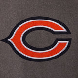 Chicago Bears Wool & Leather Reversible Jacket w/ Embroidered Logos - Charcoal/Navy