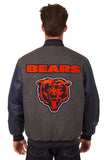 Chicago Bears Wool & Leather Reversible Jacket w/ Embroidered Logos - Navy