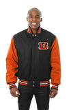 Cincinnati Bengals JH Design Wool Handmade Full-Snap Jacket - Black/Orange - J.H. Sports Jackets