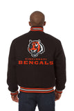 Cincinnati Bengals JH Design Wool Handmade Full-Snap Jacket - Black - J.H. Sports Jackets