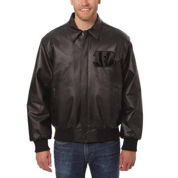 Cincinnati Bengals Full Leather Jacket - Black/Black