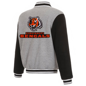 Cincinnati Bengals Two-Tone Reversible Fleece Jacket - Gray/Black