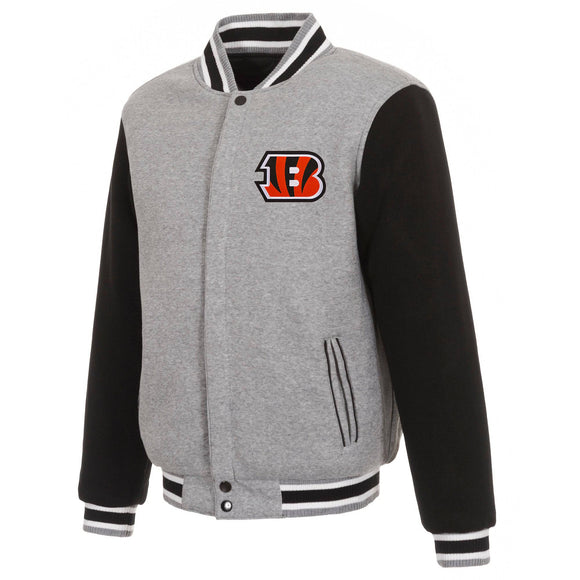 Cincinnati Bengals Two-Tone Reversible Fleece Jacket - Gray/Black