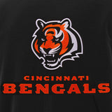 Cincinnati Bengals -JH Design Reversible Fleece Jacket with Faux Leather Sleeves - Black/White