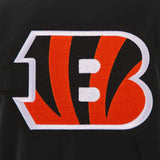 Cincinnati Bengals -JH Design Reversible Fleece Jacket with Faux Leather Sleeves - Black/White