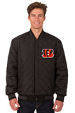 Cincinnati Bengals Wool & Leather Reversible Jacket w/ Embroidered Logos - Black