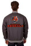 Cincinnati Bengals Poly Twill Varsity Jacket - Black