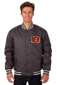 Cincinnati Bengals Poly Twill Varsity Jacket - Black