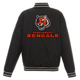 Cincinnati Bengals Poly Twill Varsity Jacket - Black