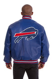 Chicago Bills Handmade Full Leather Snap Jacket - Royal - J.H. Sports Jackets