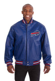 Chicago Bills Handmade Full Leather Snap Jacket - Royal