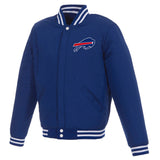 Buffalo Bills - JH Design Reversible Fleece Jacket with Faux Leather Sleeves - Royal/White