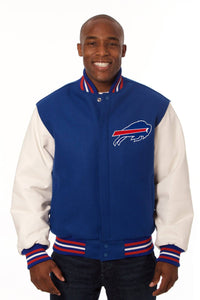 Buffalo Bills Two-Tone Wool and Leather Jacket - Royal/White