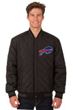 Buffalo Bills Wool & Leather Reversible Jacket w/ Embroidered Logos - Charcoal/Black