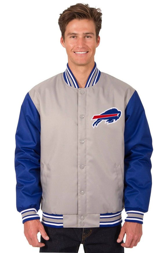 Buffalo Bills Poly Twill Varsity Jacket - Gray/Royal