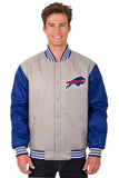 Buffalo Bills Poly Twill Varsity Jacket - Gray/Royal