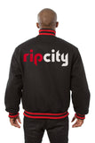 Portland Trail Blazers Embroidered Handmade Wool Jacket - Black