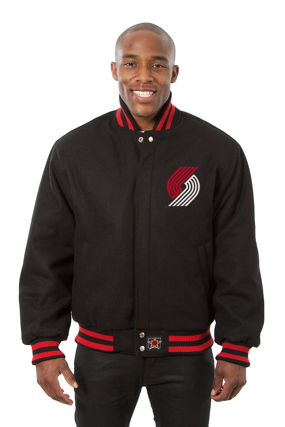 Portland Trail Blazers Embroidered Handmade Wool Jacket - Black - J.H. Sports Jackets