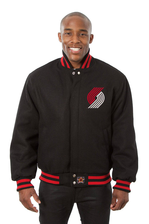 Portland Trail Blazers Embroidered Handmade Wool Jacket - Black