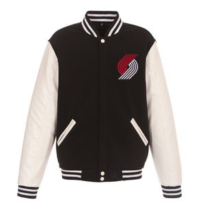 Portland Blazers Two-Tone Reversible Fleece Jacket - Black/White