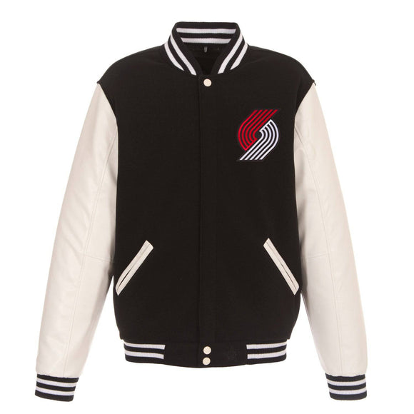 Portland Blazers Two-Tone Reversible Fleece Jacket - Black/White