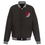 Portland Blazers Two-Tone Reversible Fleece Jacket - Black/White - J.H. Sports Jackets