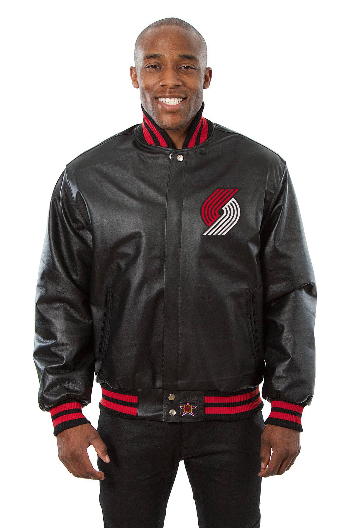 Portland Trail Blazers Full Leather Jacket - Black | J.H. Sports