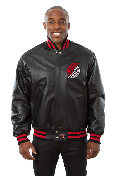  メンズジャケット ブラック J/Xl Portland Trail Blazers Full Leather Jacket - Black | J.H. Sports