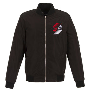 Portland Trail Blazers  JH Design Lightweight Nylon Bomber Jacket – Black