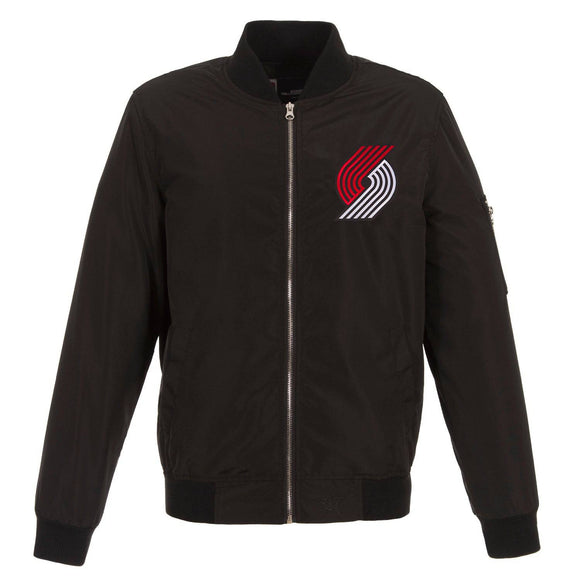 Portland Trail Blazers  JH Design Lightweight Nylon Bomber Jacket – Black