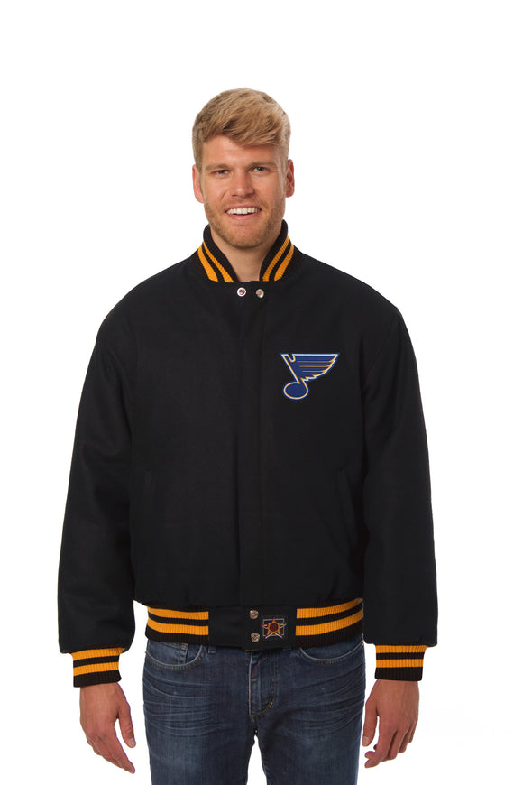 St. Louis Blues JH Design Embroidered Reversible Full Snap Fleece Jacket-  Gray/Royal