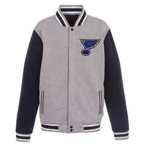 St. Louis Blues Two-Tone Reversible Fleece Jacket - Gray/Navy