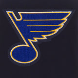 St. Louis Blues - JH Design Reversible Fleece Jacket with Faux Leather Sleeves - Navy/White