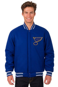 St. Louis Blues Reversible Wool Jacket Embroidered Logos - Royal Blue