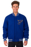 St. Louis Blues Reversible Wool Jacket Embroidered Logos - Royal Blue