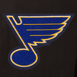 St. Louis Blues Wool & Leather Reversible Jacket w/ Embroidered Logos - Black