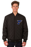 St. Louis Blues Wool & Leather Reversible Jacket w/ Embroidered Logos - Black