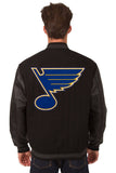 St. Louis Blues Wool & Leather Reversible Jacket w/ Embroidered Logos - Black