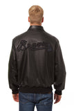 Atlanta Braves Full Leather Jacket - Black/Black