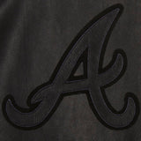 Atlanta Braves Full Leather Jacket - Black/Black