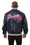 Atlanta Braves Full Leather Jacket - Navy