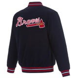 Atlanta Braves Reversible Wool Jacket - Navy