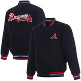 Atlanta Braves Reversible Wool Jacket - Navy