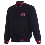 Atlanta Braves Reversible Wool Jacket - Navy