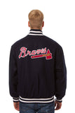 Atlanta Braves Wool Jacket w/ Handcrafted Leather Logos - Navy