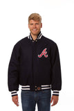 Atlanta Braves Wool Jacket w/ Handcrafted Leather Logos - Navy