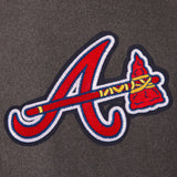 Atlanta Braves Wool & Leather Reversible Jacket w/ Embroidered Logos - Charcoal/Navy