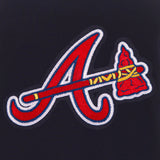 Atlanta Braves - JH Design Reversible Fleece Jacket with Faux Leather Sleeves - Navy/White