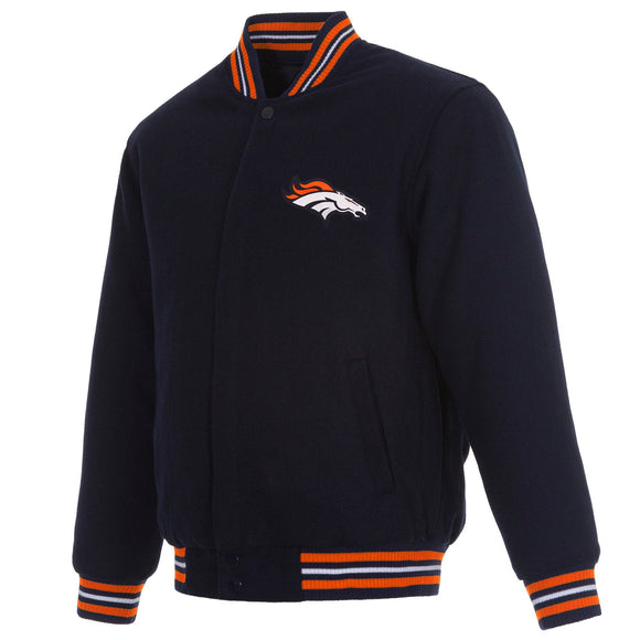 Denver Broncos Reversible Wool Jacket - Navy