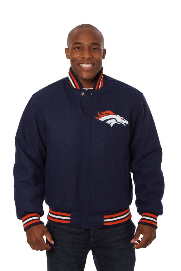 Denver Broncos JH Design Wool Handmade Full-Snap Jacket - Navy